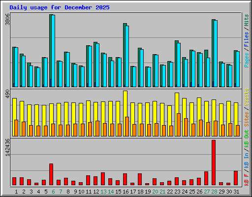 Daily usage for December 2025